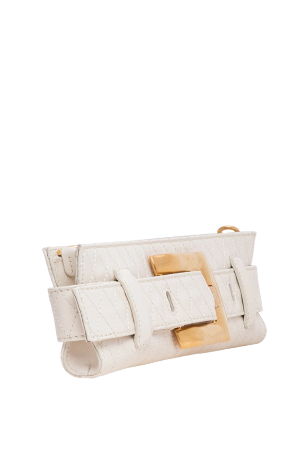 Balmain anthem clutch in smooth white leather 196634 - photo 3