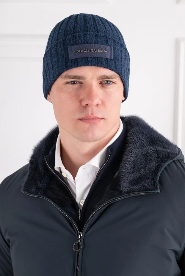 Dolce & Gabbana dark blue cotton knit hat with wide rib 196644 - photo 2