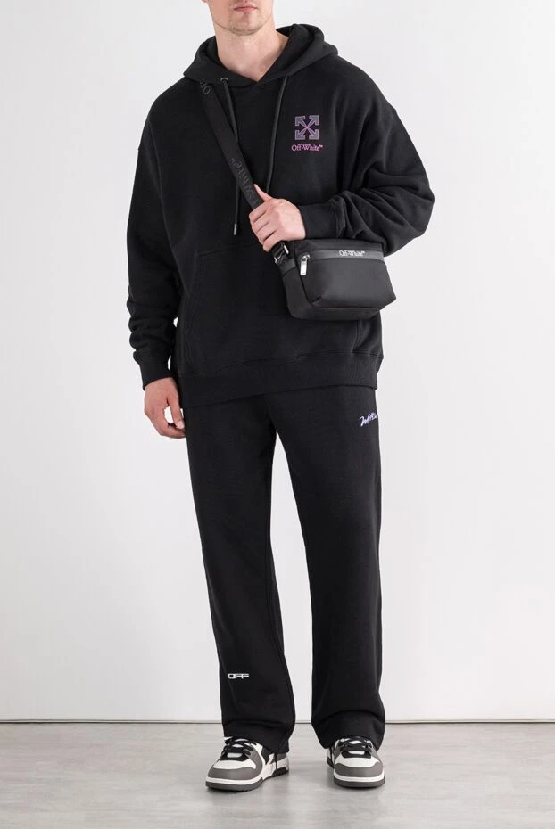 Off-White черное хлопковое худи со светлым вышитым логотипом на груди 196645 - фото 2