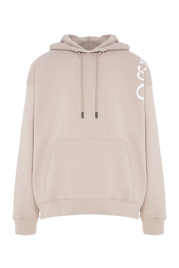 Off-White beige cotton hoodie with a light print on the shoulder seam 196646 - photo 1