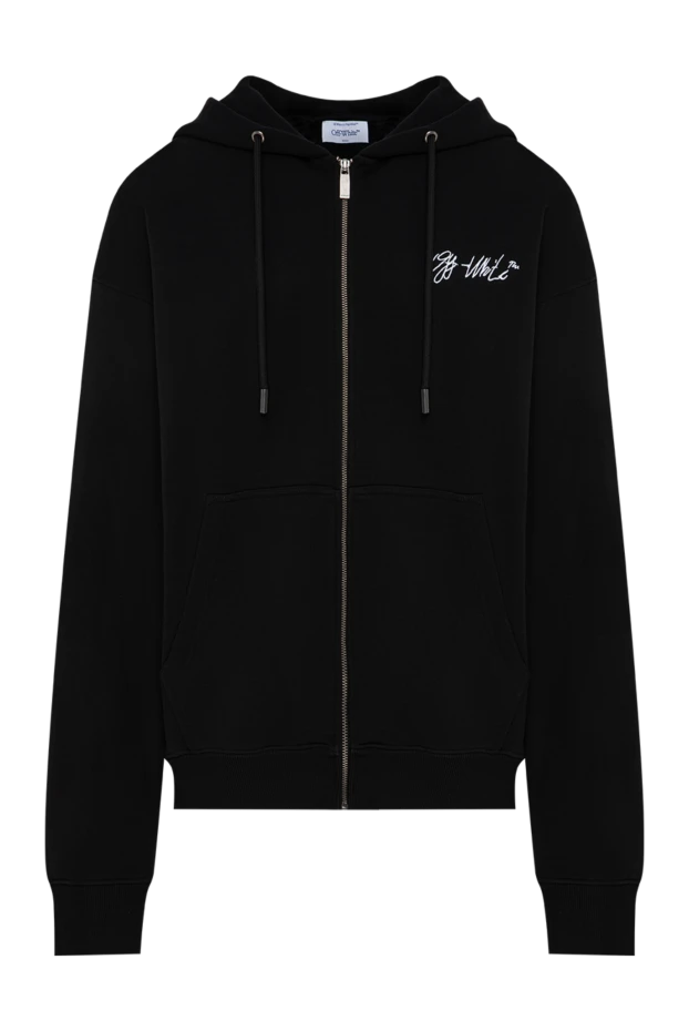 Off-White мужское черное зип-худи с фирменным рукописным логотипом 196647 - фото 1