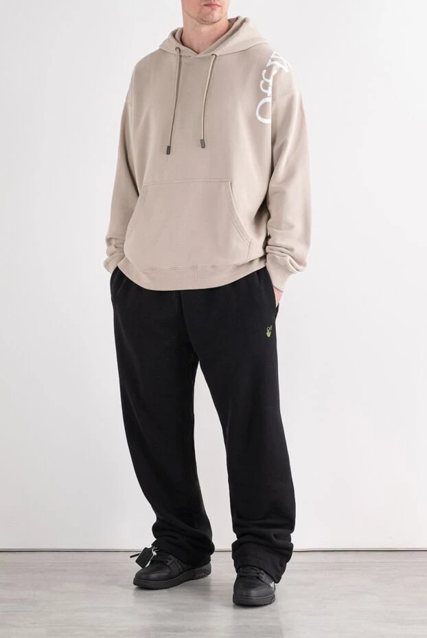 Off-White мужские черные брюки прямого фасона на кулиске из гладкого селективного хлопка 196648 - фото 2