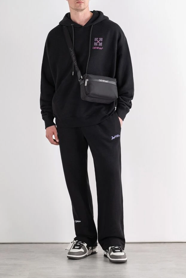 Off-White спортивные брюки прямого кроя с контрастной вышивкой и регулируемым поясом 196649 - фото 2