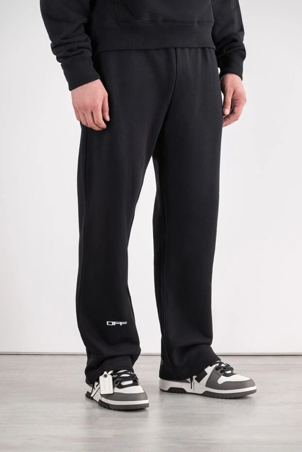 Off-White спортивные брюки прямого кроя с контрастной вышивкой и регулируемым поясом 196649 - фото 3