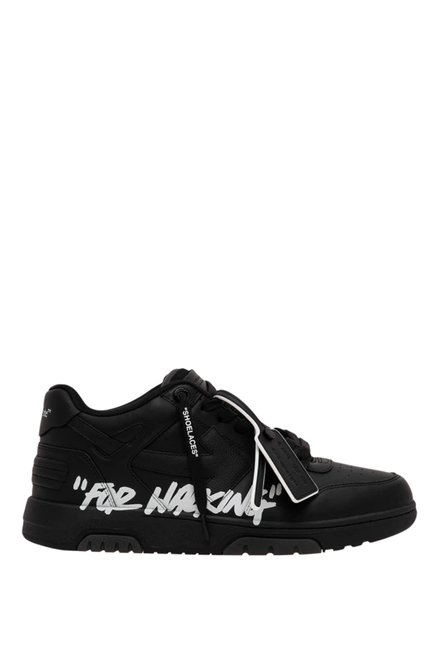 Off-White мужские черные кожаные кроссовки out of office с контрастным принтом 196651 - фото 1