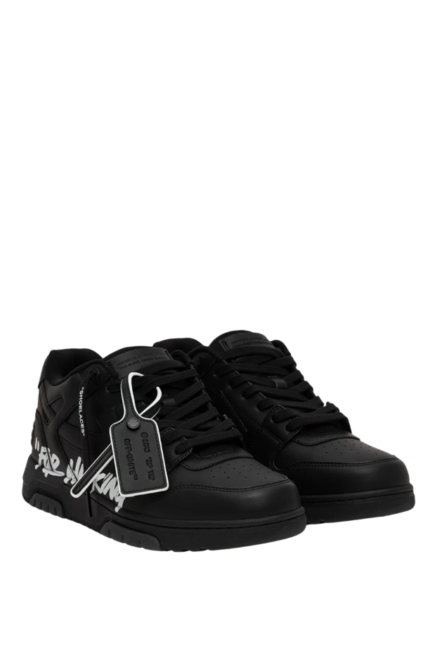 Off-White мужские черные кожаные кроссовки out of office с контрастным принтом 196651 - фото 3