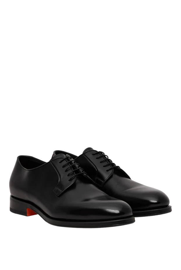 Santoni men's black leather classic style derby shoes 196654 - photo 3