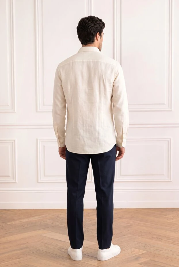 Ecru shirt made of premium textured linen with a turn-down collar - photo 2