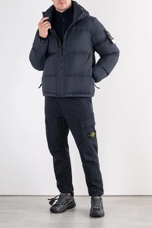 Stone Island көк түсті тозуға төзімді cordura нейлонынан жасалған мамық күртеше 196710 - фото 2