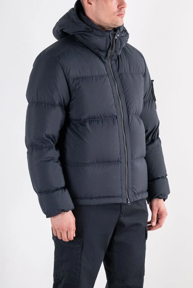 Stone Island көк түсті тозуға төзімді cordura нейлонынан жасалған мамық күртеше 196710 - фото 3