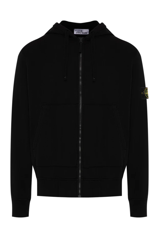 Stone Island зип-худи на молнии с капюшоном в классическом черном цвете 196714 - фото 1