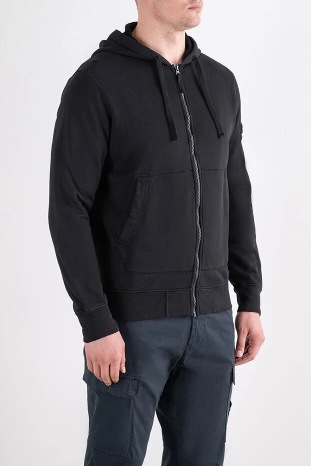 Stone Island зип-худи на молнии с капюшоном в классическом черном цвете 196714 - фото 3
