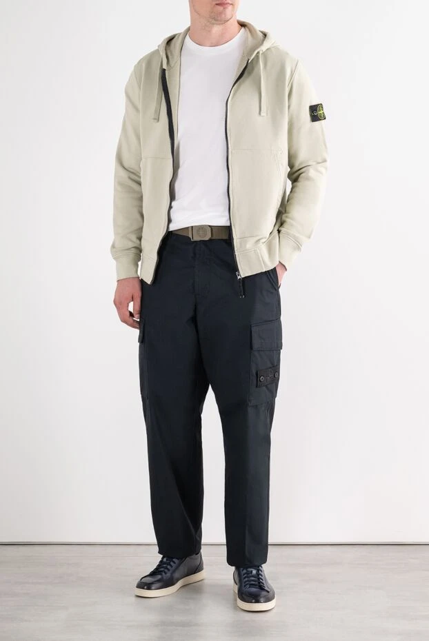 Stone Island мужская толстовка на молнии с капюшоном в бежевом цвете 196715 - фото 2