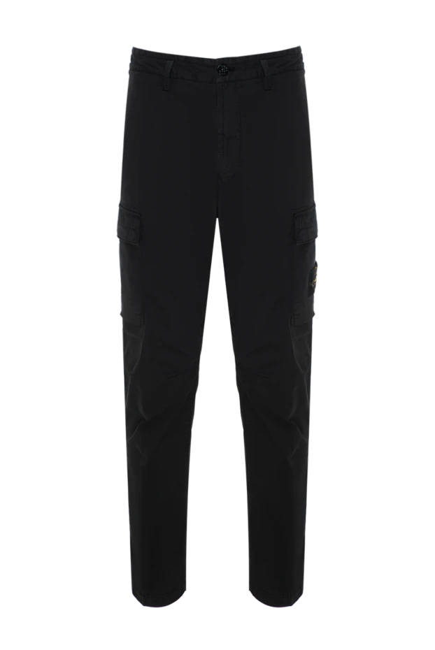 Stone Island мужские черные брюки-карго из плотного фактурного хлопка 196716 - фото 1