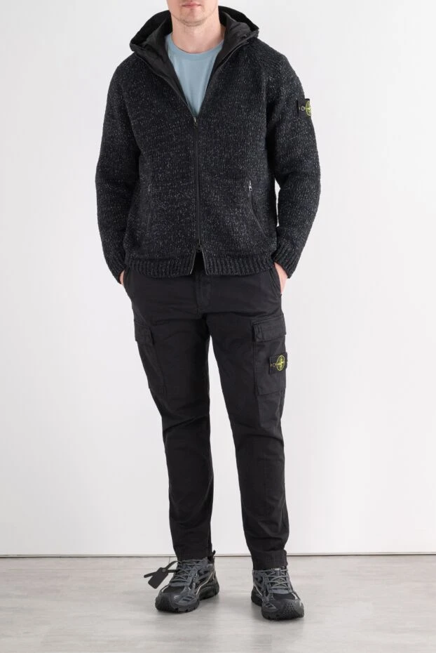 Stone Island мужские черные брюки-карго из плотного фактурного хлопка 196716 - фото 2