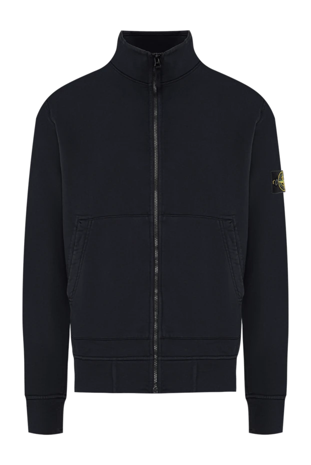 Stone Island мужская спортивная кофта на молнии в классическом черном цвете 196722 - фото 1