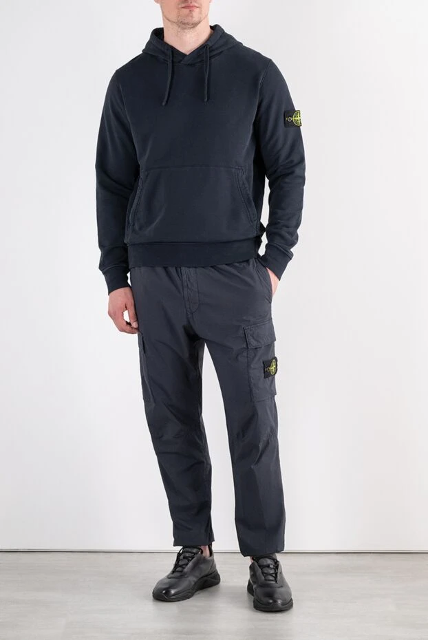 Stone Island dark blue cotton hoodie with hidden side seam pockets 196723 - photo 2