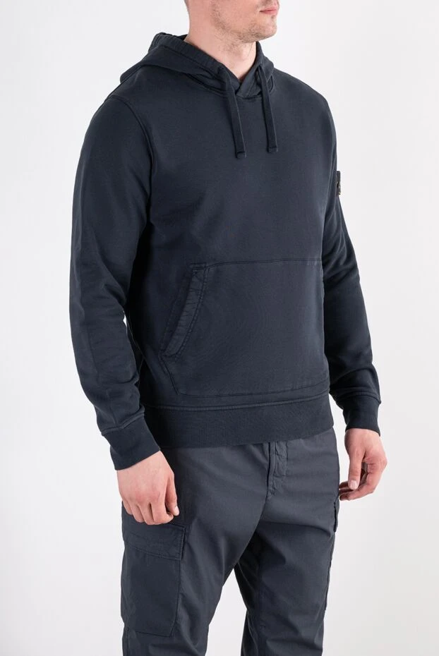 Stone Island dark blue cotton hoodie with hidden side seam pockets 196723 - photo 3