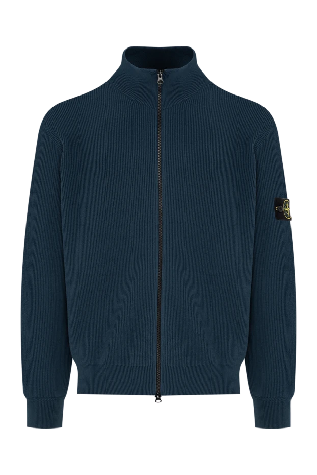 Stone Island синий мужской трикотажный кардиган на молнии 196724 - фото 1