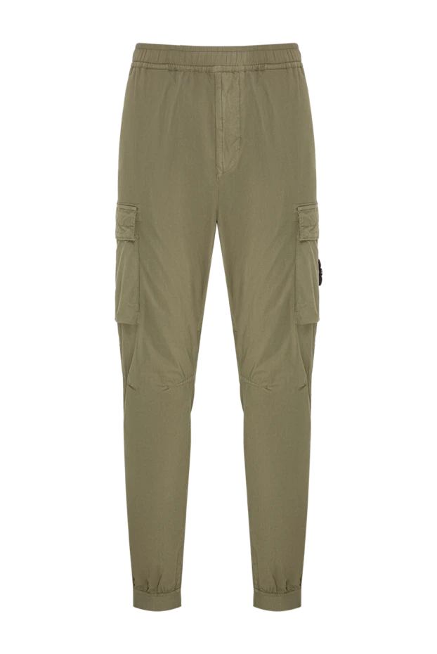 Stone Island мужские брюки-карго цвета хаки на эластичных манжетах 196726 - фото 1