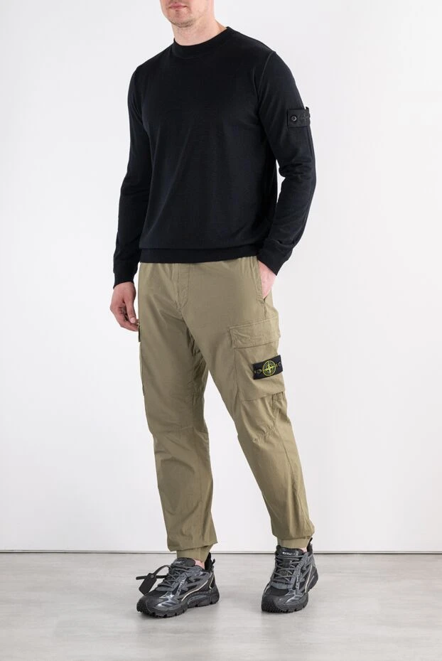 Stone Island мужские брюки-карго цвета хаки на эластичных манжетах 196726 - фото 2