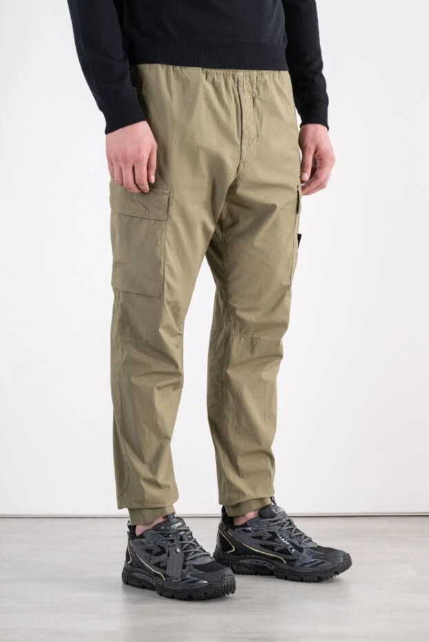 Stone Island мужские брюки-карго цвета хаки на эластичных манжетах 196726 - фото 3