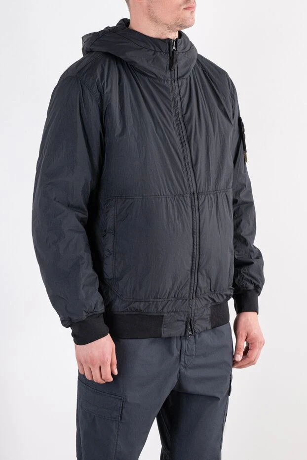 Stone Island техникалық, тозуға төзімді нейлоннан жасалған, капюшоны бар қою көк түсті бомбер күртешесі 196734 - фото 3