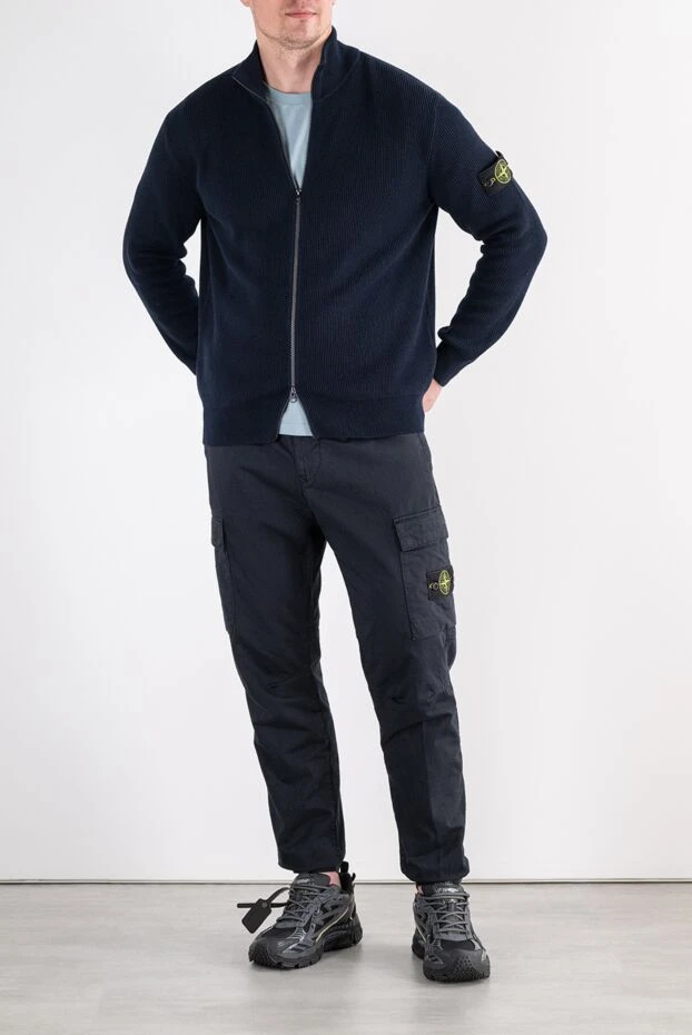 Stone Island мужские темно-синие брюки-карго с эластичными манжетами 196764 - фото 2