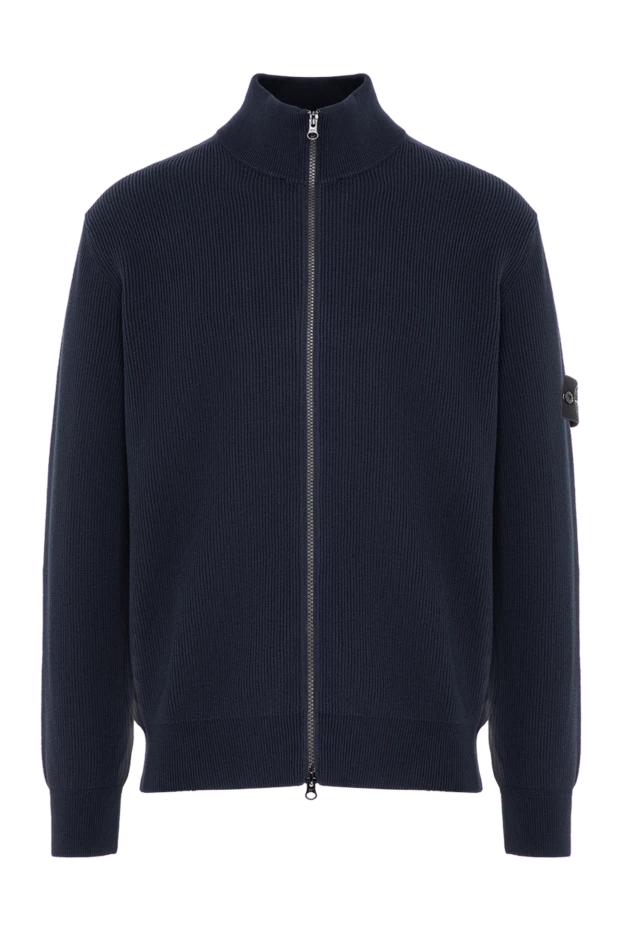 Stone Island темно-синий мужской кардиган из хлопка на молнии 196766 - фото 1