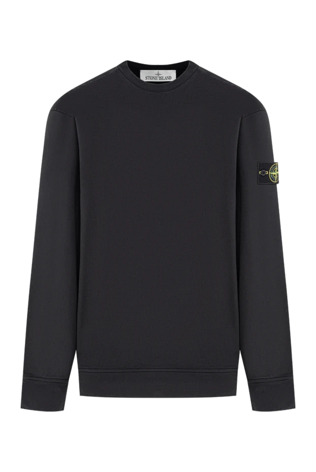 Stone Island мужской свитшот в классическом черном цвете с патчем на рукаве 196769 - фото 1