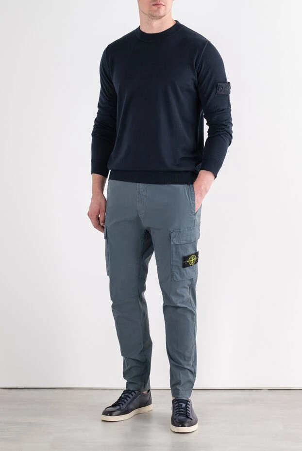 Stone Island вязаный свитер с круглым вырезом из легкой чистой шерсти черного цвета 196772 - фото 2