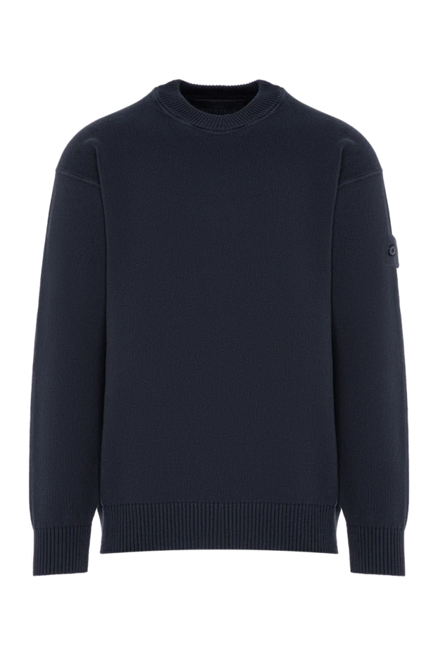 Stone Island вязаный свитер с круглым вырезом из хлопка и кашемира синего цвета 196774 - фото 1