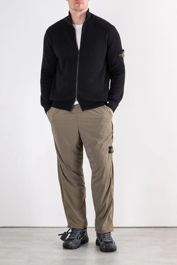Stone Island черный мужской хлопковый кардиган на молнии 196778 - фото 2