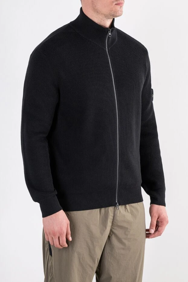 Stone Island черный мужской хлопковый кардиган на молнии 196778 - фото 3