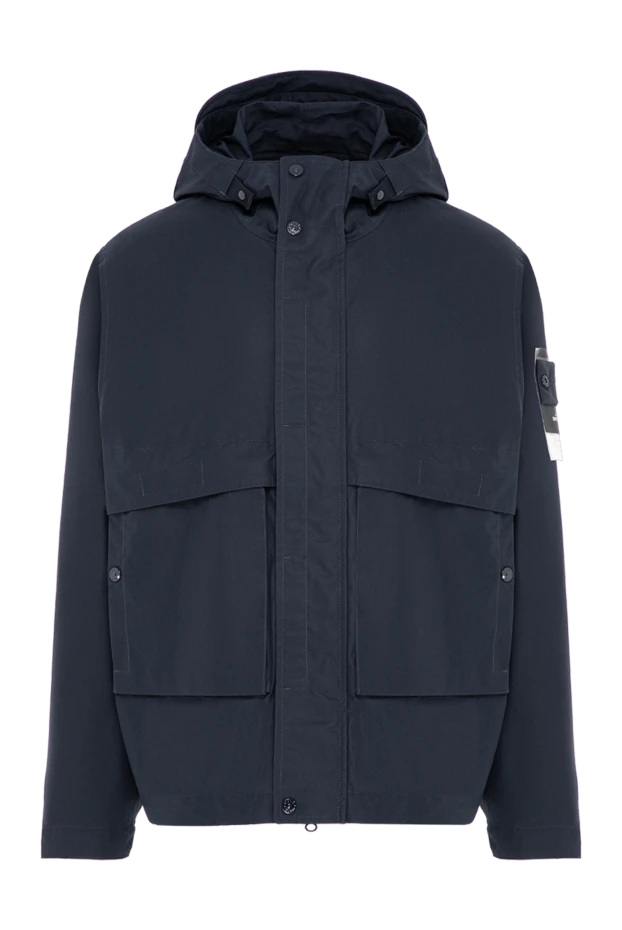 Stone Island ерлерге арналған капюшонмен қара көк түсті парка күртеше 196807 - фото 1