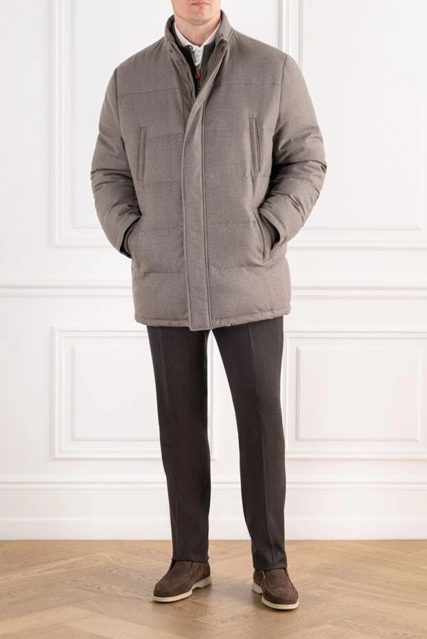 Enrico Mandelli quilted wool and cashmere jacket in taupe with a high collar 196819 - photo 2