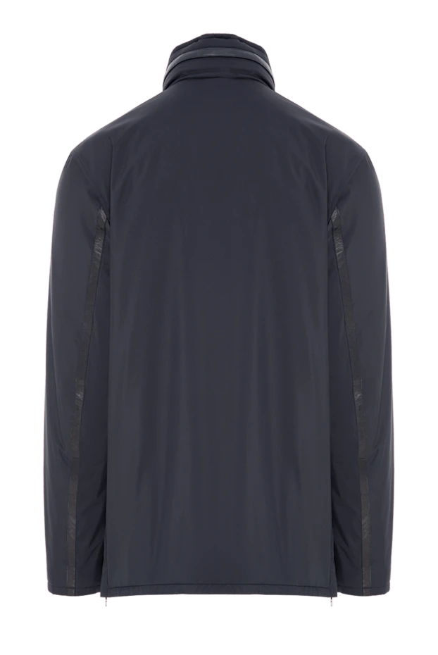 Dark blue long-cut jacket with a fur collar - photo 2