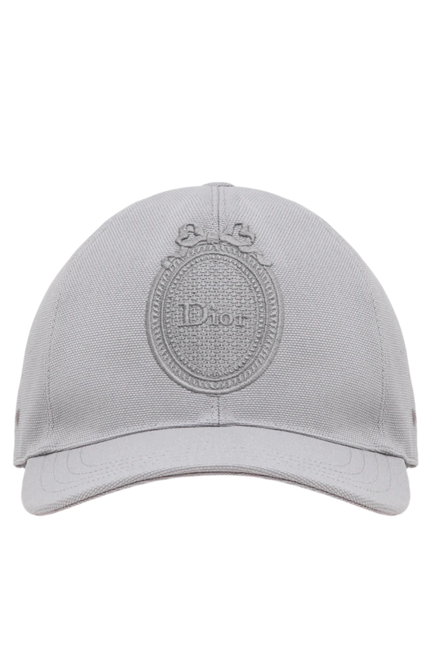 Dior серая хлопковая бейсболка с объемной вышивкой medaillon 196871 - фото 1