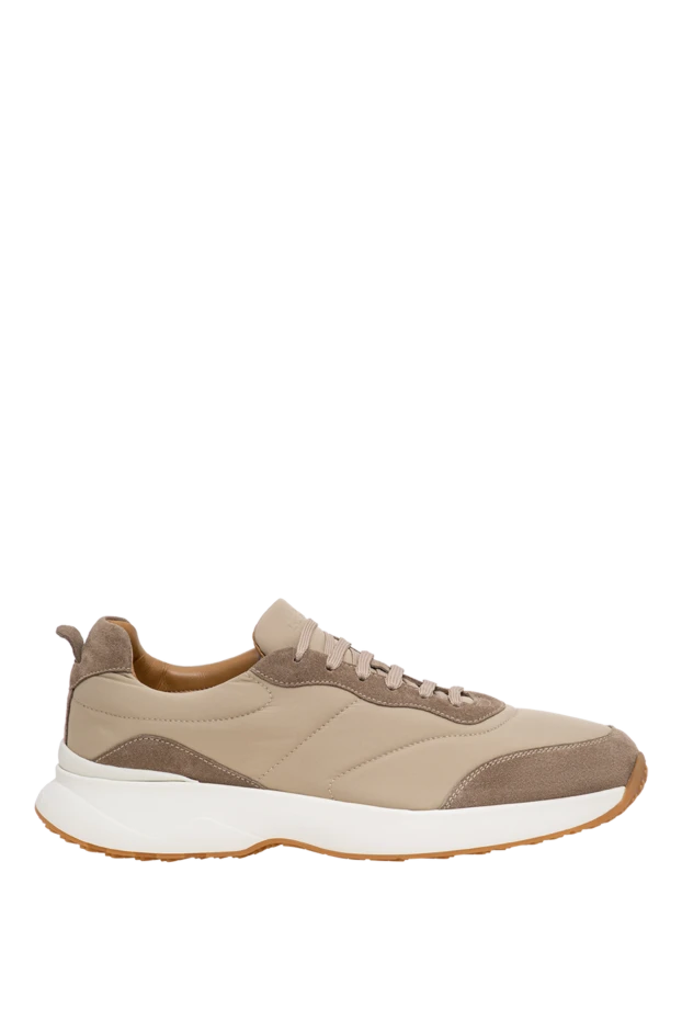 Beige knit sneakers with suede trim - photo 1