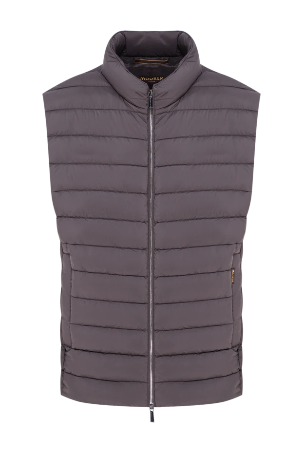Lightweight quilted vest in coffee-gray shade without a hood - photo 1