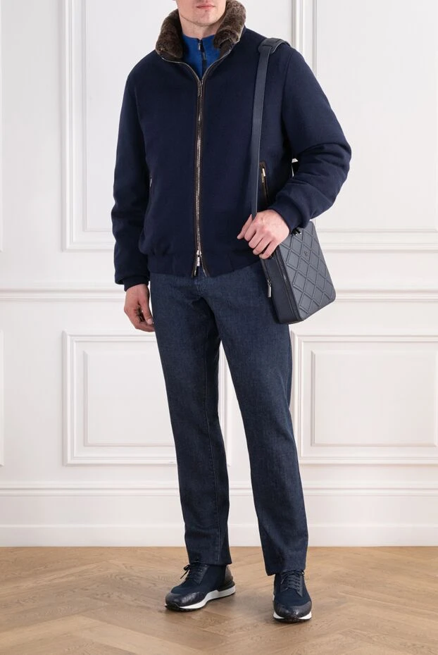 Moorer insulated down bomber jacket made of wool and cashmere with a fur collar 197394 - photo 2