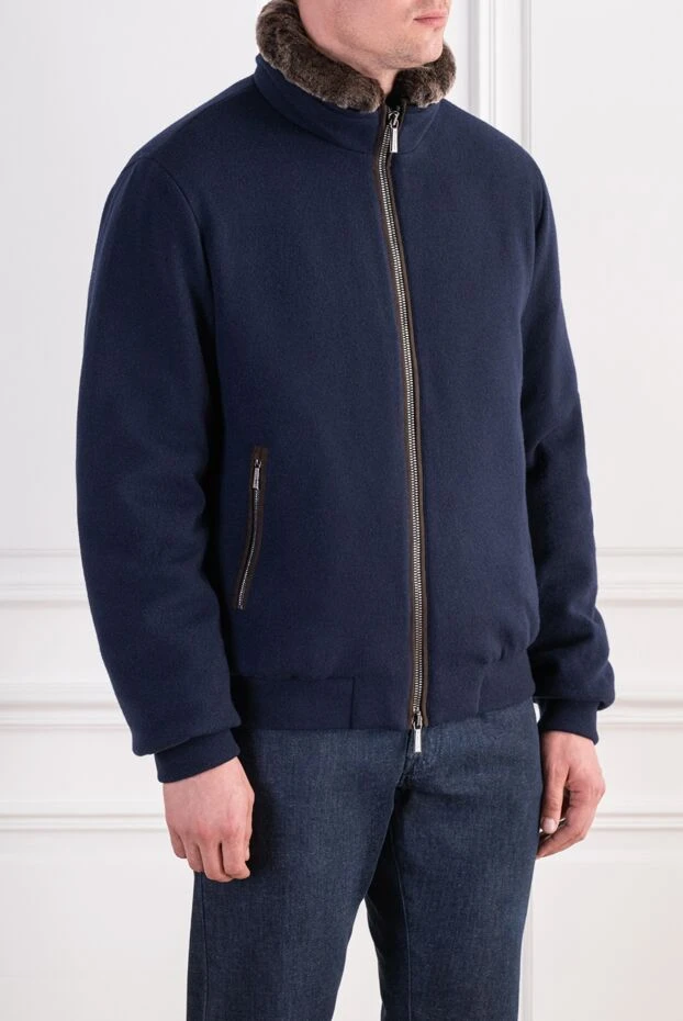 Moorer insulated down bomber jacket made of wool and cashmere with a fur collar 197394 - photo 3