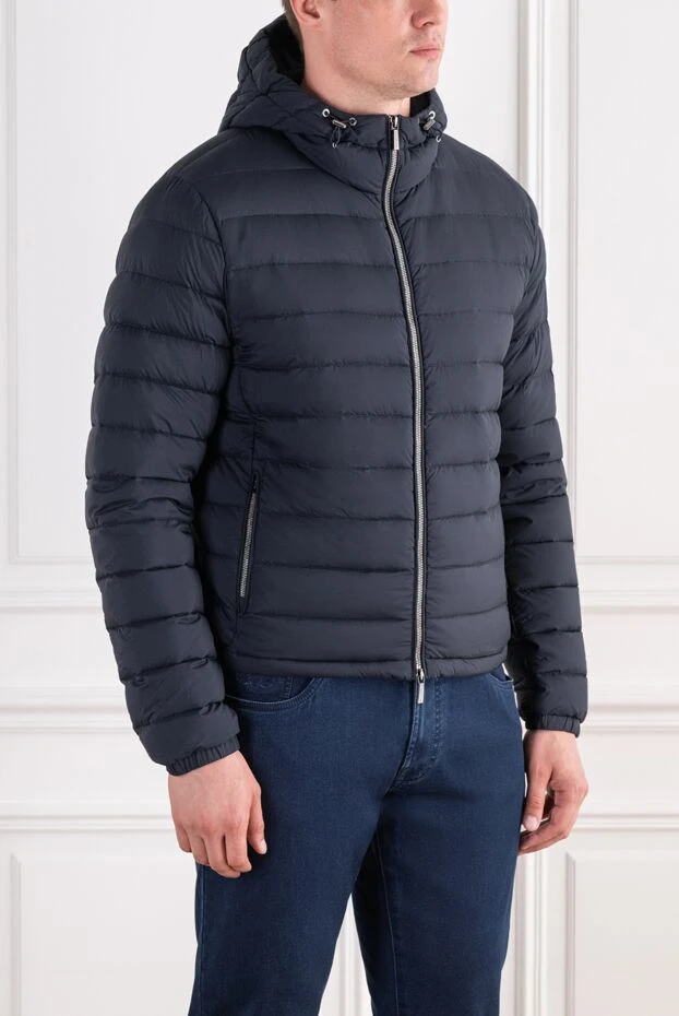 Moorer ultra-lightweight quilted blue down jacket with a fixed hood 197396 - photo 3