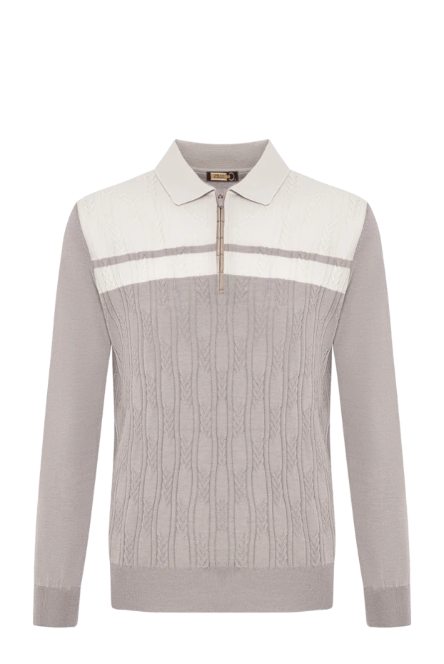 Zilli beige long sleeve polo shirt with cable pattern combination 197441 - photo 1