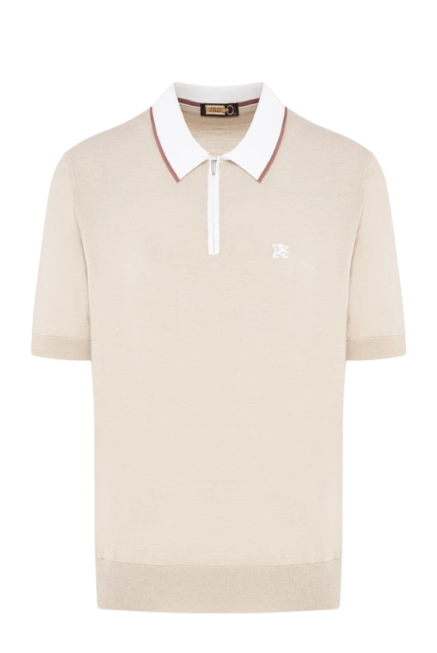 Zilli beige polo shirt with a contrast collar and embroidered brand logo 197444 - photo 1