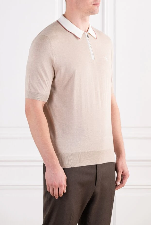 Zilli beige polo shirt with a contrast collar and embroidered brand logo 197444 - photo 3