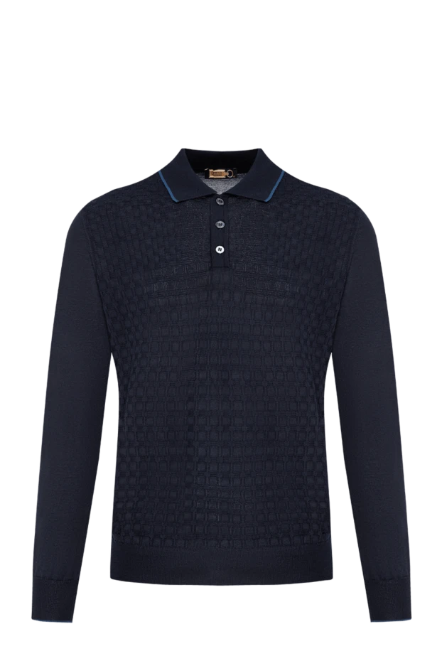 Zilli dark blue long sleeve polo shirt with crocodile skin details 197446 - photo 1