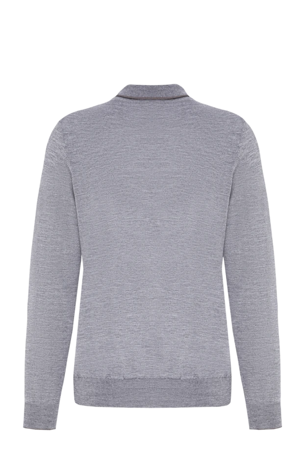 Zilli grey long sleeve polo jumper with textured pattern trimmed with crocodile skin 197447 - photo 2