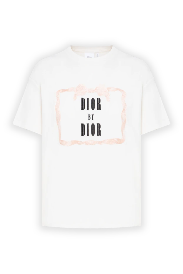 Dior women's white cotton oversized t-shirt with dior by dior print 197484 - photo 1