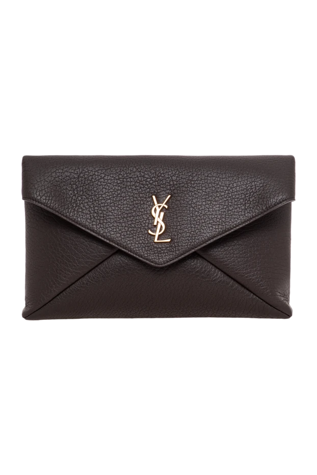 Saint Laurent cassandre large brown lambskin envelope clutch 197496 - photo 1